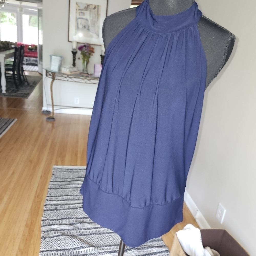Boston Proper Navy Blue Halter Blouse